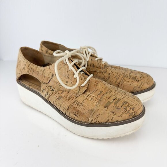 SCHUTZ Oxford Flatform Cut Out Cork Lightweight Contemporary Summer sz 41 - Picture 4 of 15